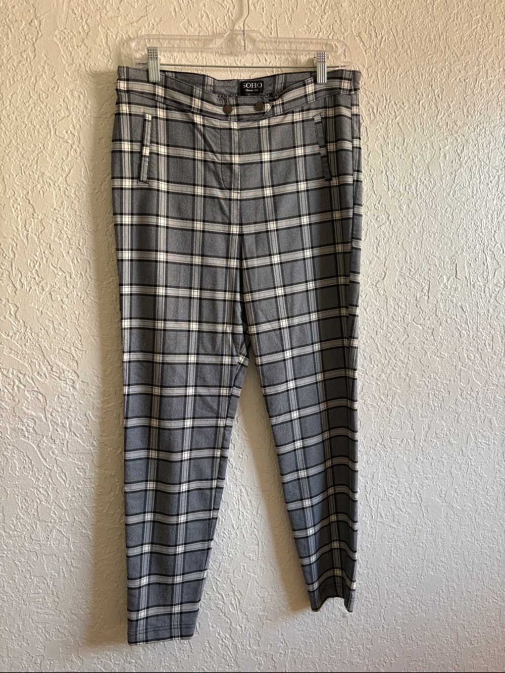 Soho Gray Plaid Ankle Pants
